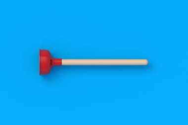 Tuvalet pompası. Tesisatçı aleti. Profesyonel ekipmanlar. Temizlik servisi. Boru hattı açıldı. Üst Manzara. 3d hazırlayıcı