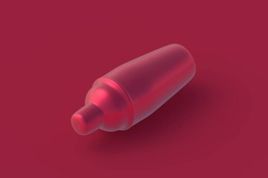 Kırmızı arka planda morun kokteyl karıştırıcısı. 3d hazırlayıcı