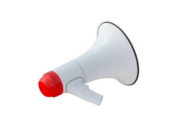 Beyaz arka plan üzerinde izole bir megafon. 3D render