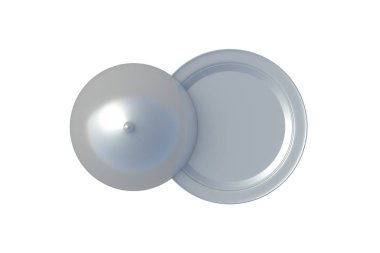 Restoran tepsisi beyaz arka planda izole edilmiş. Üst Manzara. 3d hazırlayıcı