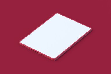 Kırmızı arka planda eflatun defter. 3d hazırlayıcı