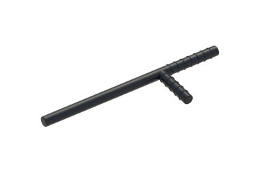 Siyah polis copu beyaz arka planda izole edilmiş. Polis lastiği. Polis ekipmanları. 3d hazırlayıcı