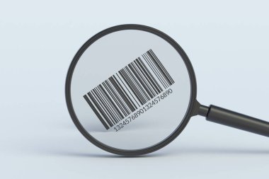 Büyüteç arkasında barkod var. 3d hazırlayıcı