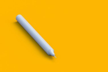 Turuncu arka planda uzun bir mum. Uzayı kopyala 3d hazırlayıcı