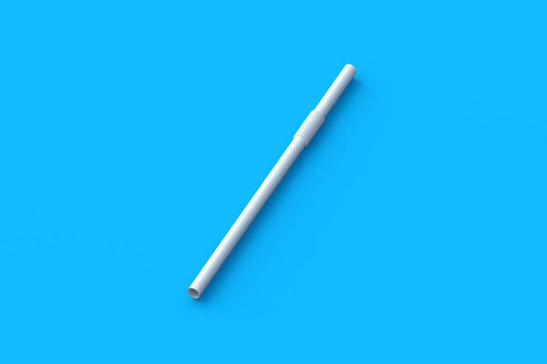 Biodegradable paper drinking straw. Flexible tube for beverage. Disposable pipe for cocktail. Eco friendly. 3d render