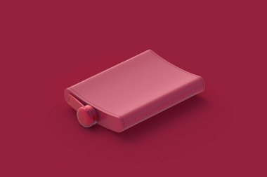 Kırmızı arka planda kalça matarası rengi. 3d hazırlayıcı