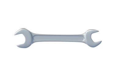 İngiliz anahtarı beyaz arkaplanda izole edilmiş. Atölyedeki metal anahtar. Tamir ve bakım aletleri. Üst Manzara. 3d hazırlayıcı