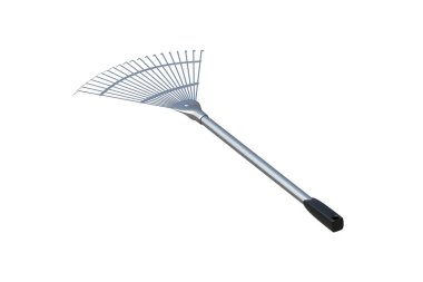 Beyaz arka planda bir yaprak tırmığı var. 3d hazırlayıcı