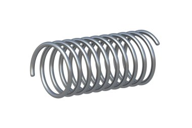 Beyaz arka planda izole edilmiş bir metal yay. 3d hazırlayıcı