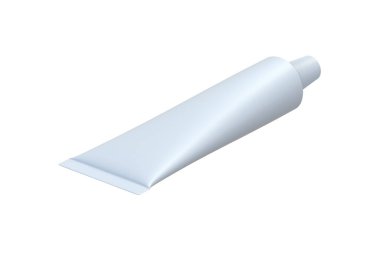 Beyaz arka planda izole edilmiş bir diş macunu tüpü. 3d hazırlayıcı