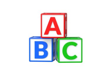 ABC blokları beyaz arkaplanda izole edilmiş. 3d hazırlayıcı
