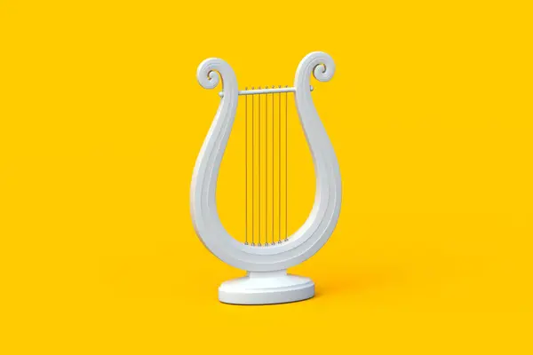 オレンジ色の背景に 古代ギリシャの楽器 3Dレンダリング — ストック写真