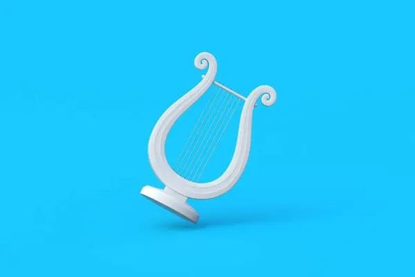 青い背景に落ちる 古代ギリシャの楽器 3Dレンダリング — ストック写真