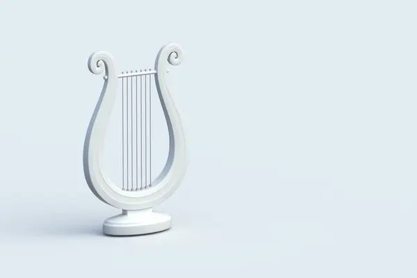 灰色の背景についてのレア 古代ギリシャの楽器 スペースをコピーする 3Dレンダリング — ストック写真
