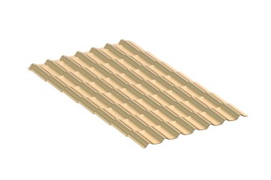 Altın çatı fayansı beyaz arka planda izole edildi. 3d hazırlayıcı