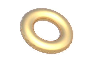 Beyaz arka planda izole edilmiş altın şişirilebilir halka. 3d hazırlayıcı