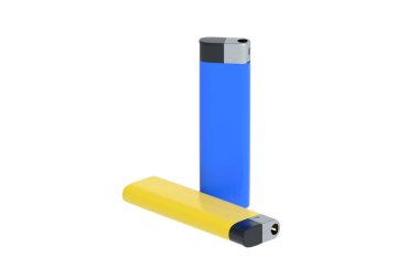 Beyaz arka planda izole edilmiş renkli çakmaklar. 3d hazırlayıcı