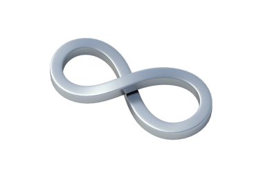 Infinity symbol isolated on white background. 3d render clipart