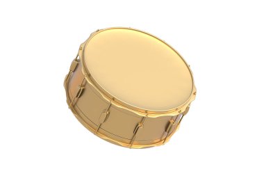 Beyaz arka planda izole edilmiş altın davul. 3d hazırlayıcı