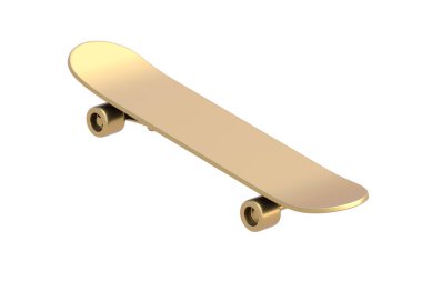 Beyaz arka planda izole edilmiş altın kaykay. 3d hazırlayıcı