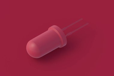 Kırmızı arkaplanda mor rengin ışık diyotu. 3d hazırlayıcı