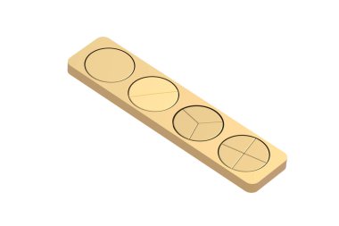 Beyaz arka planda izole edilmiş parçalanmış halkaları olan altın mantık oyuncağı. 3d hazırlayıcı