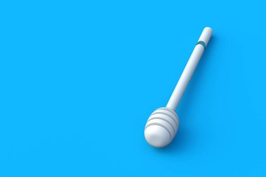 Mavi arka planda beyaz bal ayısı. Mutfak aksesuarı. Ev aletleri. Uzayı kopyala 3d hazırlayıcı