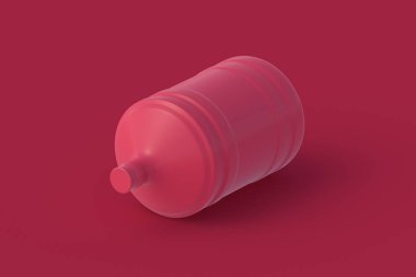Kırmızı arka planda serinlemek için içilebilir su şişesi. 3d hazırlayıcı