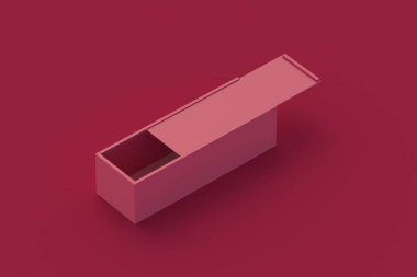 Kırmızı arka planda macenta hediyesi kutusu. 3d hazırlayıcı