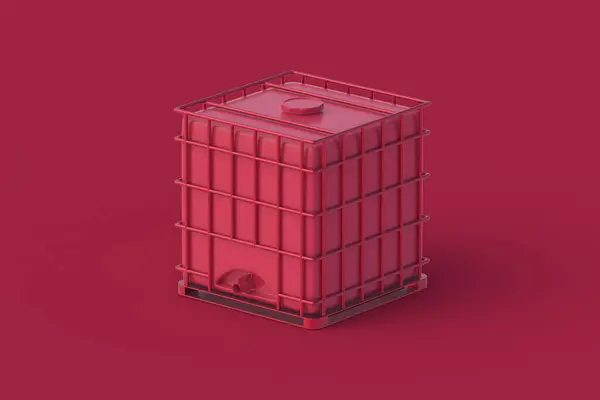 stock image Water tank of magenta on red background. 3d render