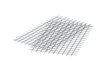 Beyaz arka planda iki metal zırhlı beton ızgarası var. 3d hazırlayıcı