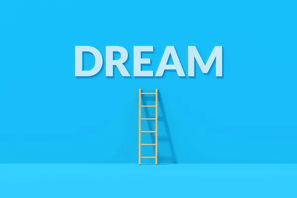 Word Dream Wall Ladder Imagination Concept Fantasy Future Desires Hopes — Stock Photo, Image