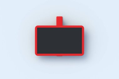 Beyaz arka planda klipsli kimlik kartı. Boş etiket. Mesaj için yer var. Üst Manzara. 3d hazırlayıcı