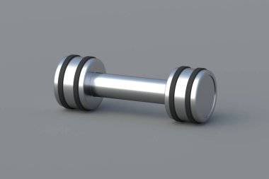 Gri arka planda aptal. Sağlıklı bir yaşam tarzı. Atletik ekipmanlar. Hobi ve eğlence aksesuarları. Profesyonel envanter. Fiziksel gücün kaldırılması. 3d hazırlayıcı