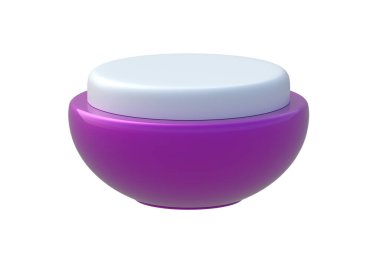 Vücut bakım kremi kavanozu beyaza izole edilmiş. Nemlendirici, güneş kremi ya da temizleyici jeli modern konteynır. Kozmetik ürünü. 3d hazırlayıcı