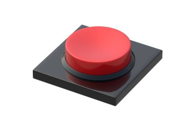Kırmızı alarm düğmesi beyaz arkaplanda izole edildi. 3d hazırlayıcı