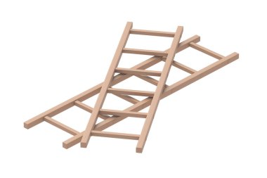 Beyaz arka planda iki merdiven izole edilmiş. 3d hazırlayıcı