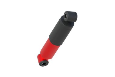 Araba için tek bir şok emici ya da beyaz arka planda moto izole edilmiş. Otomotiv yedek parçaları. 3d hazırlayıcı