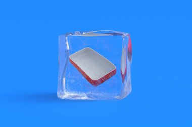 Buz küpünde seramik pişirme kabı. 3d illüstrasyon