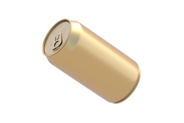 Altın soda kutusu beyaz arka planda izole edilmiş. 3d hazırlayıcı