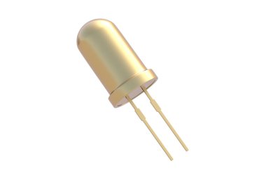 Beyaz arkaplanda izole edilmiş altın ışık diyotu. 3d hazırlayıcı