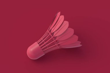 Kırmızı arka planda badminton moru için Shuttlecock. 3d hazırlayıcı