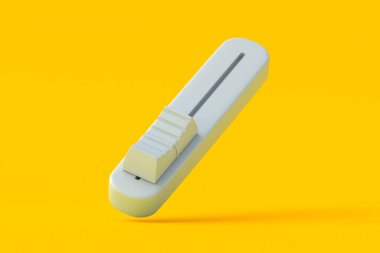 Turuncu arka planda kaydırma düğmesi düşüyor. Ses kaydedicisi. Ses karıştırıcı kontrolörü. 3d hazırlayıcı