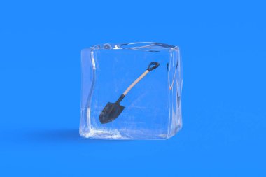 Buz küpünde maça. 3d illüstrasyon