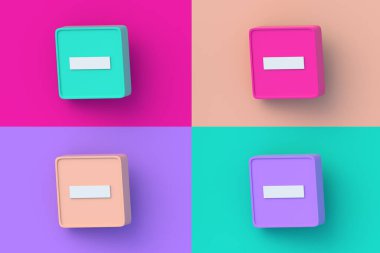 Renkli segmental arkaplanda dört farklı renk matematiksel sembolü eksik. 3d hazırlayıcı