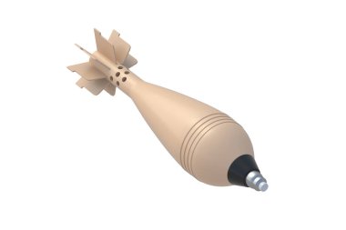 Havan mermisi beyaz arkaplanda izole edildi. 3d hazırlayıcı