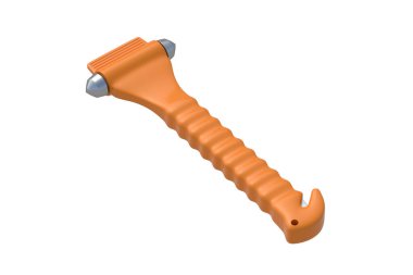 Beyaz arka planda tek bir güvenlik çekici var. Acil durum aracı. Kurtarma ekipmanları. 3d hazırlayıcı