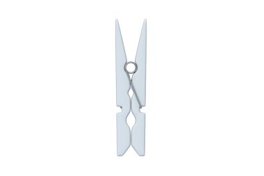 Bir elbise askısı beyaz arka planda izole. Retro mandal. Üst Manzara. 3d oluşturma