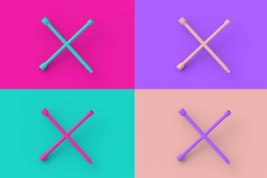 Renkli segmental arka planda dört farklı renk ingiliz anahtarı. 3d hazırlayıcı