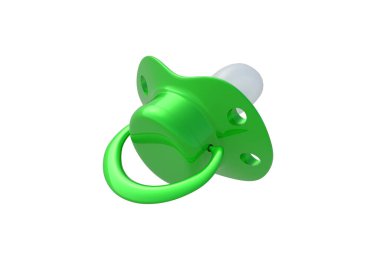 Beyaz arka planda izole edilmiş bir bebek emziği. Yeni doğmuş bir aksesuar. 3d hazırlayıcı